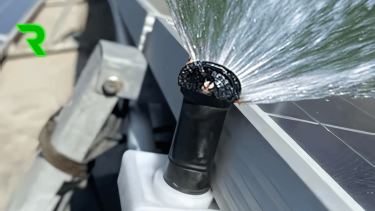 Nozzle washing solar panel